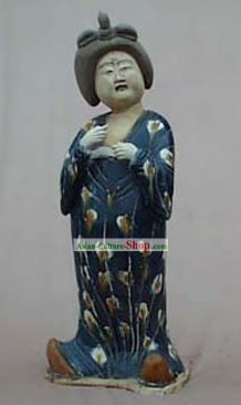 Große chinesische Archaized Tang San Cai Statue (dreifarbig glasierte Keramik)-Tang Dynasty Fat Lady