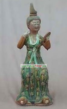 Chinese Classic Archaized Tang San Cai Statue-Making-up Tang Dynasty Dame