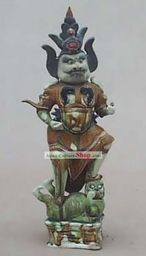 Chinese Classic Archaized Tang San Cai Statue-King Catching Geist