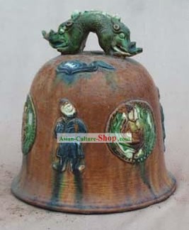 Chinese Classic Archaized Tang San Cai Statue-Dragon Shaped Knob Glocke
