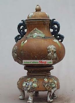 Chinese Classic Archaized Tang San Cai Statue-Tang Dynasty Tower Zun