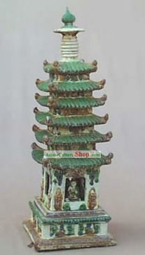 Chinês clássico archaized Tang San Cai-Estátua Sarira Torre