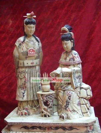 レッド商工会議所の中国古典牛骨の手工芸品彫刻像ドリーム