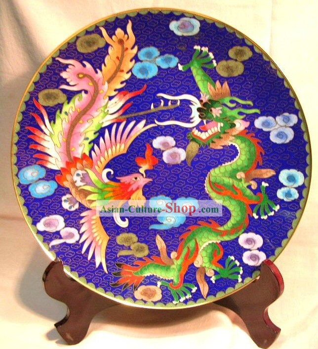 中国の古典七宝クラフト-ドラゴンとフェニックスは、幸運をもたらし
