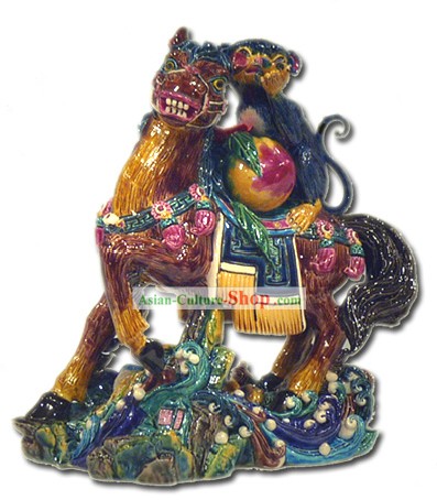 Китайский Кочин Керамика-Monkey езда на лошади (средств продвигаемый босса)
