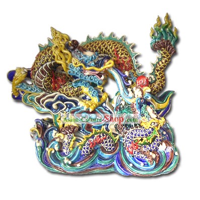Cerâmica chinesa Cochin-Two Dragons Jogando Bola