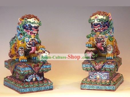 Cerâmica chinesa Cochin-Large Beijing Pair Lions