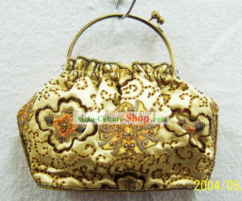 中国の伝統的なシルク刺繍ゴールデンバッグ