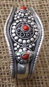 Tibet Corallite Silver Bracelet Cuff