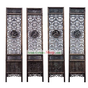 Noble Padauk dinastía Qing estilo plegable de pantalla