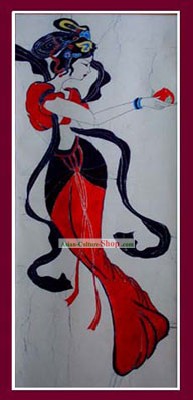 China Hand Made Batik Hanging by Miao Tribe-Flying Apsaras