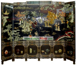 Chinese Hand Made Lackwaren Screen-Qing-Dynastie Beauties