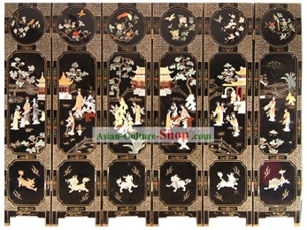Chinese Hand Made Lacquer Ware Screen-The Dream of Red Chamber