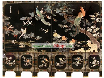 Chinese Hand Made Lackwaren Screen-Hunderte von Vögeln