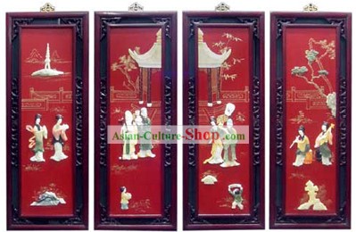 Lacquer Ware Folding Screen-Ancient Happiness