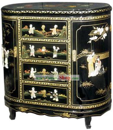 Chinese Palace Lacquer Ware Cabinet-Ancient Children and Women Fun