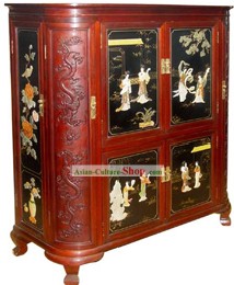 Chinese Classic Red Large Palace Lacquer Ware Cabinet