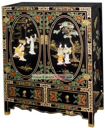Chinese Traditional Large Lackwaren Cabinet-Beauty