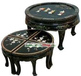 China Palace Lacquer Ware Table and Stool Set