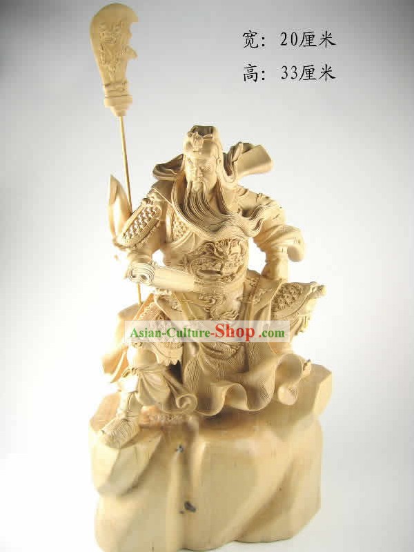 Chinese Hand Carved Dongyang Wood Craft-Loyal Guan Gong