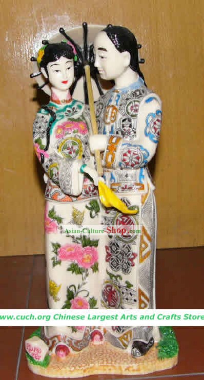 Hand Made Chinese Colophony Statue-Ancient Love