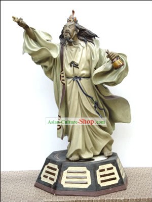 Hand Made Foshan Shi Wan Artistic Ceramics Statue-Kong Ming Borrowing The Wind