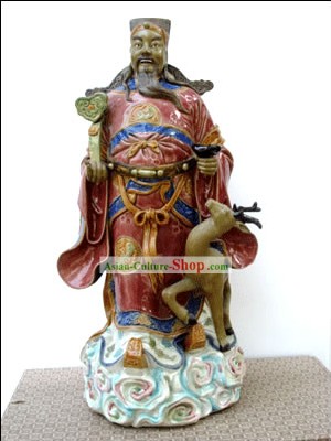 Feito à Mão Foshan Shi Wan Cerâmica Artística-Estátua Antiga Oficial Governo High Grade