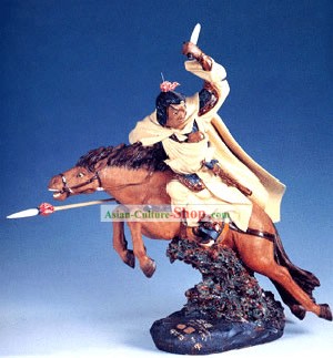 Chinese Hand Made Shi Wan Ceramics Statue-Ancient Brave General-Zhao Yun