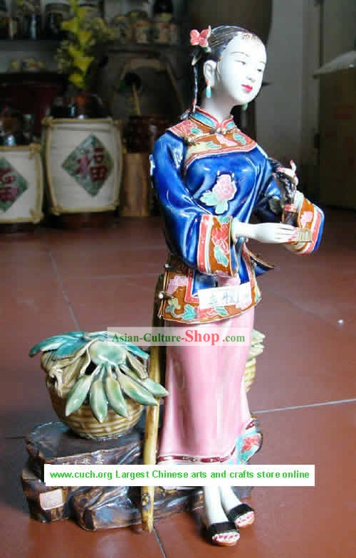Hand Made Ши Ван Керамика статуя-счастливой жизни