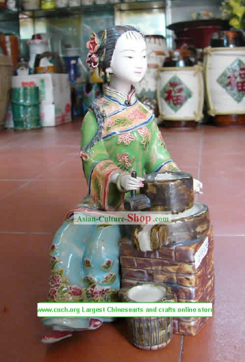 Hand Made Shi Wan Ceramics Statue-Empress Smile