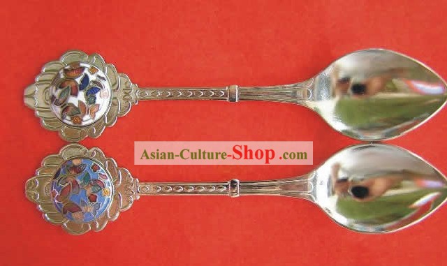 Chinese Cloisonne Coffee Spoon for Lovers(two pieces)1