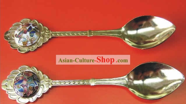 Chinese Cloisonne Coffee Spoon for Lovers(two pieces)4