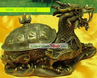 Estátua de bronze chinesas elegante Tortoise Dragão