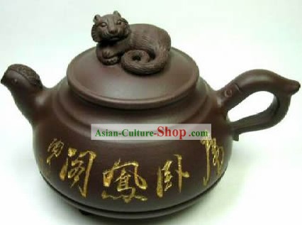 Chinese Hand Made Tiger Covering Zisha Teapot