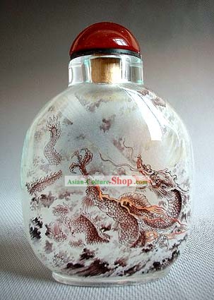 Snuff Bottles With Inside Painting Chinese Animal Series-Dragon In the Cloud