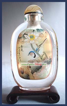 Snuff Bottles With Inside Painting Birds Series-Bird under the Flower