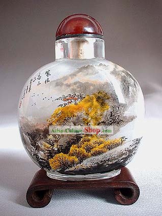 Snuff Bottles With Inside Painting Landscape Series-House Inside the Mountain
