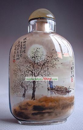 Snuff Bottles With Inside Painting Landscape Series-Boat River