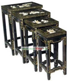 Chinese Classic Lacquer Ware-Square Tea Table