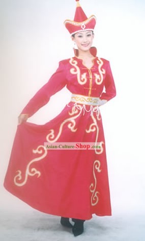 Mongolian Classic Lucky Red Costume for Woman