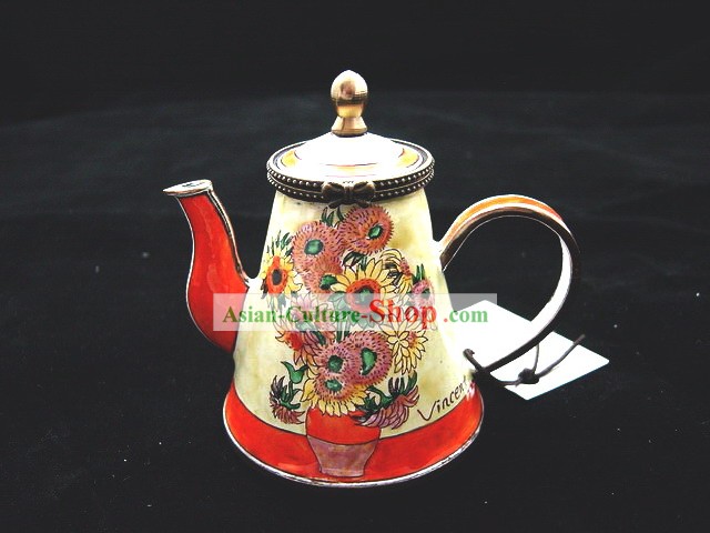 Chinese Classic Hand Painted Enamel Kettle-Sunflower