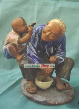 Estatueta de porcelana chinesa de Shi Wan-Amor de Avó
