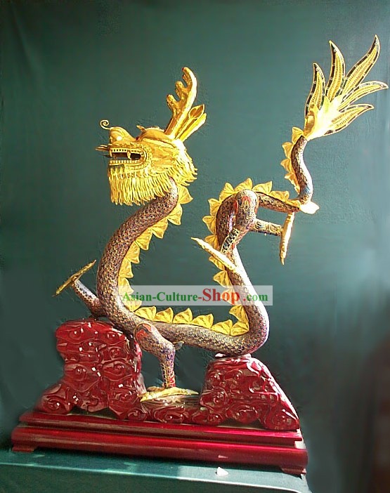 Китайский латуни Золотой Дракон Перегородчатые