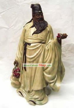 Estatueta de porcelana chinesa de Shi Wan-Su Dongpo Desfrutando Lichee