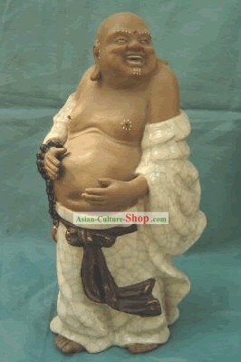 Estátua de porcelana chinesa Shi Monk Wan-Feliz
