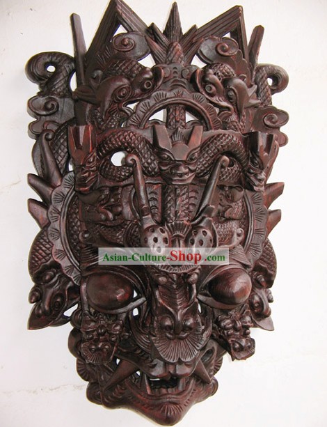 Ancient Folk Handmade Woodcarving-Twelve Dragons Land Drama Mask