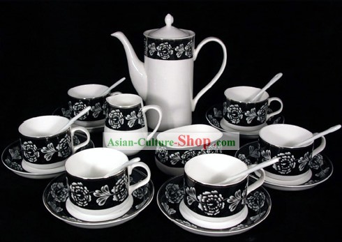 China Jingde Jade porcelana Negro Rose Set Café