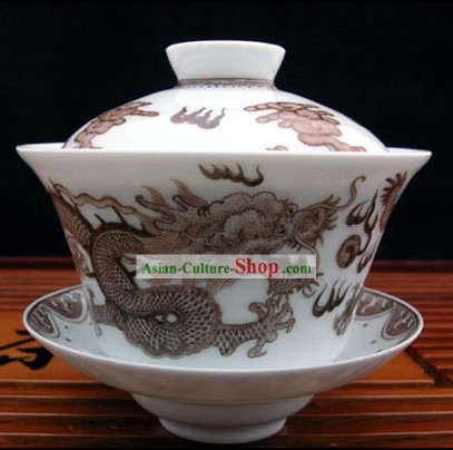 China Porcelana Jingde Masterwork Dragon-bacia do chá Charme