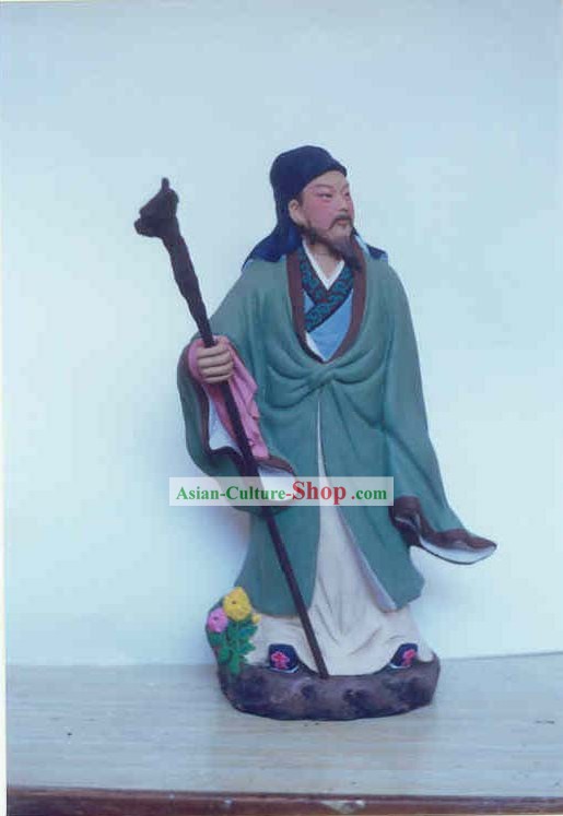 Mão chinesa Arte pintada Escultura de Figurine da argila Zhang-China Famous Poet Tao Yuanming