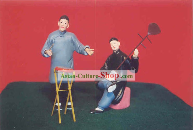 중국어 핸드 클레이 작은 입상 장 - 중국 민속 예술 Shuo 수련의 조각 예술을 페인 티드